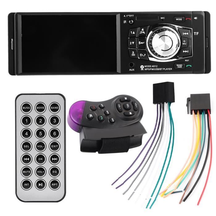 Qiilu Voiture MP5 4,1 pouces Bluetooth voiture MP5 lecteur vidéo FM Radio USB AUX télécommande au volant
