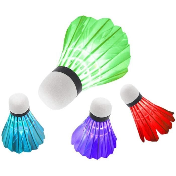 4 Pièces Badminton Volants Plume de Canard LED Coloré Lumière Badminton Volants Nuit Lumineux Badminton Volants Sport Formation 607