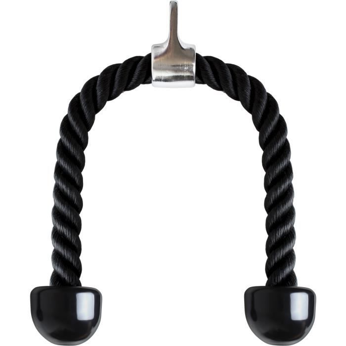 CampTeck Corde Triceps Musculation Nylon Tricep Rope et Poignées Antidérapantes - Dorsal, Biceps, Triceps, Gym ou Maison - Noir