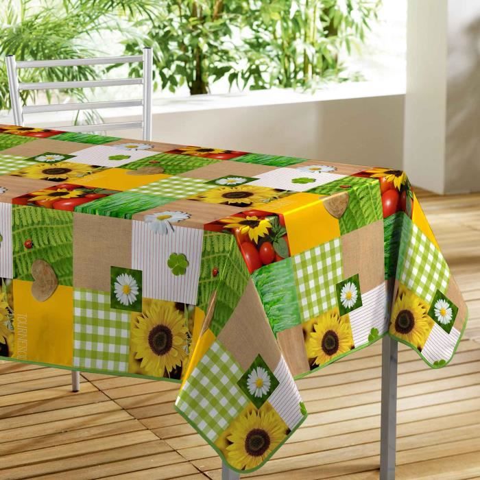 CDaffaires nappe rectangle 140 x 240 cm pvc Toile cirée Patchfleur