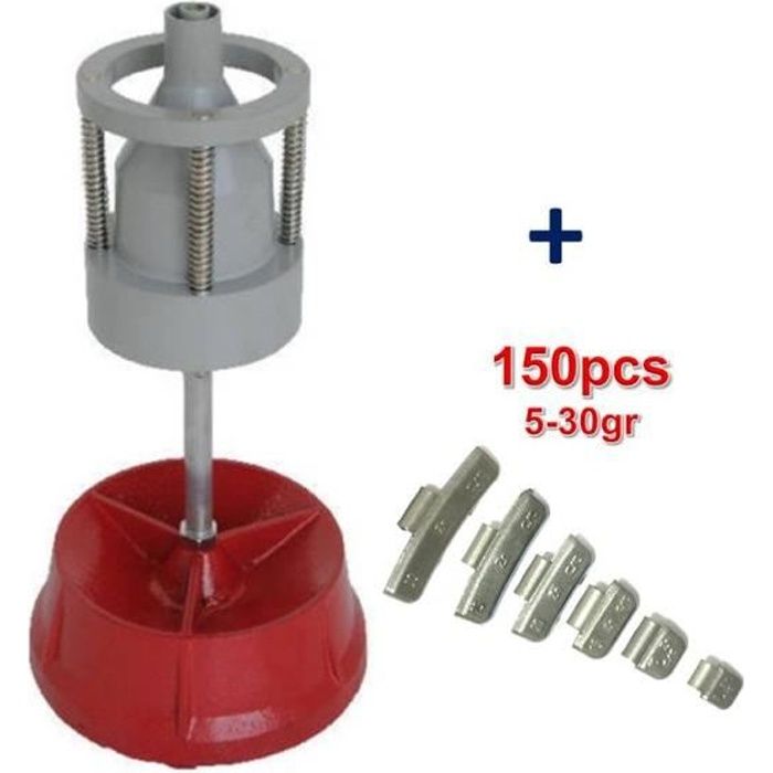 Equilibreuse de Roue Manuelle Portable avec Centreur + 150 Plombs Masse à Frapper 5-30gr