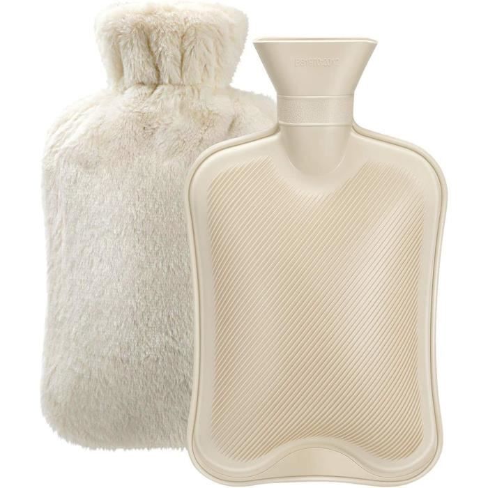HAUTSTORE - Bouillotte Peluche - Bouillotte Eau Chaude - Blanc