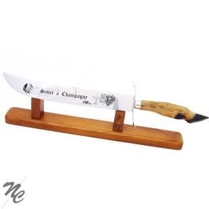 Sabre à champagne lame acier inox, manche patte de chevreuil et chevalet