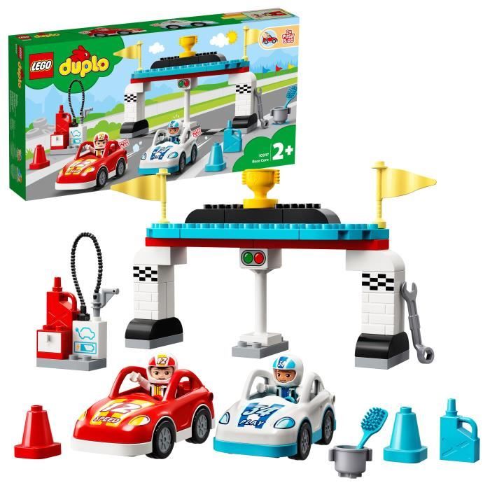 LEGO® 10947 DUPLO® Les voitures de course Jouet Enfant 2+ ans, Petites Voitures