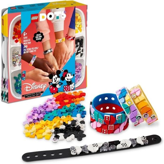 LEGO DOTS 41947 Méga-boîte de Bracelets Mickey et ses Amis, Kit Création de Bijoux Enfants