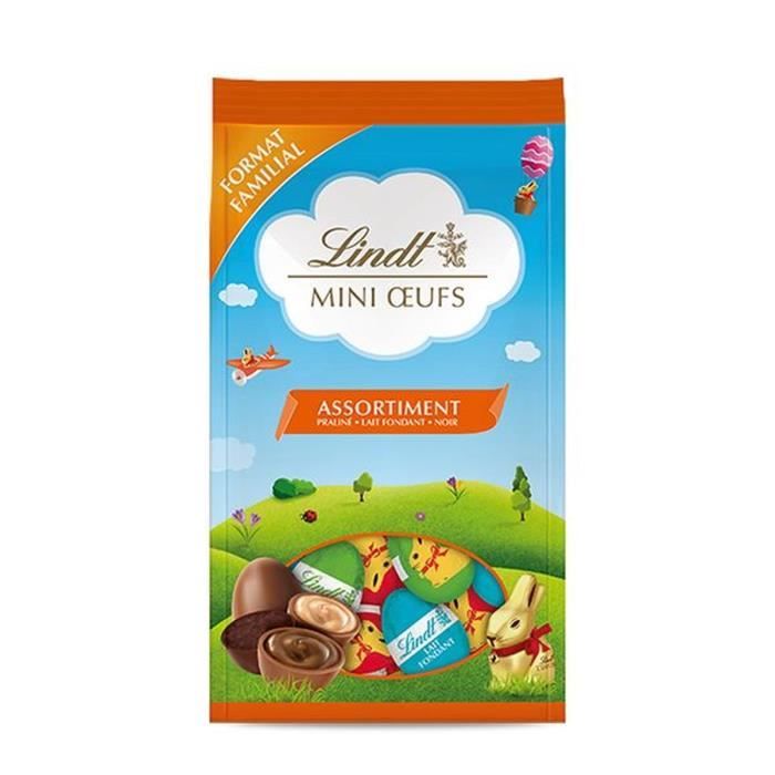 LINDT & SPRÜNGLI Sachet Mini œufs Lapin Or (Lait fondant, noir, praliné) - 350 g