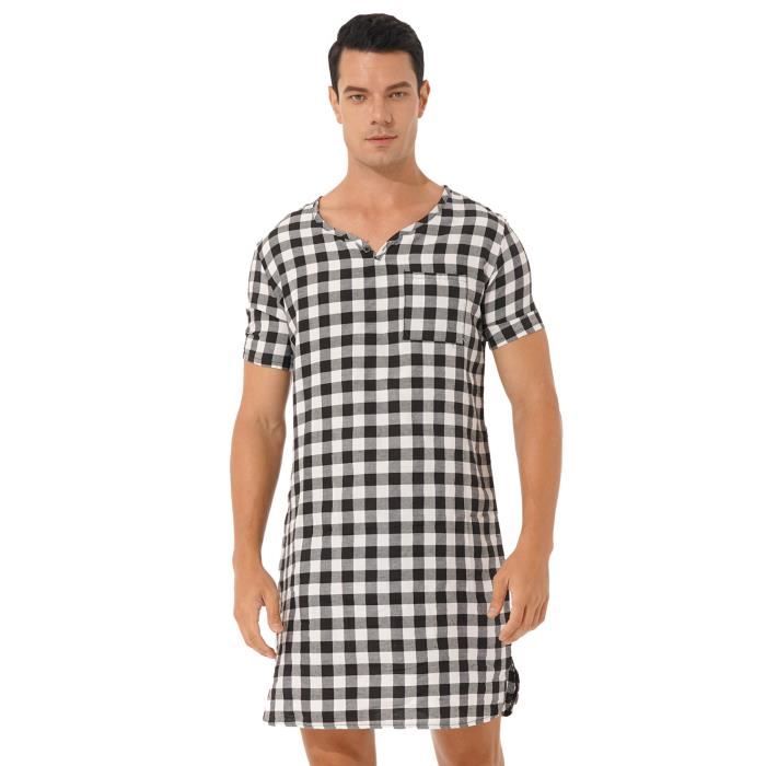CHICTRY Vêtement de Nuit pour Homme Pyjama Manches Courtes Confortable Robe de Chambre M-3XL Noir
