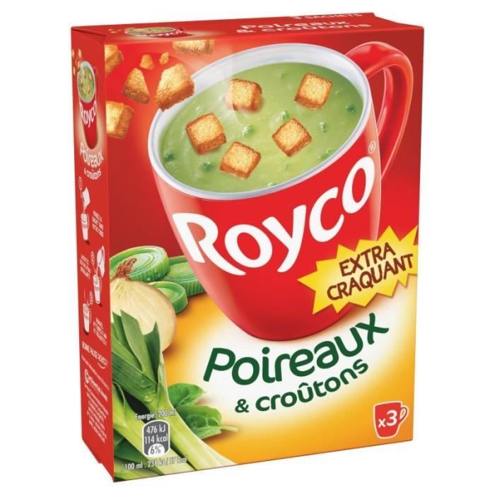 ROYCO - Minute Soup Délice De Poireaux Et Croûtons Extra Croquants 3 Sachets - Lot De 4