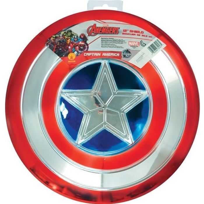 MARVEL Bouclier en plastique métallisé Captain América - 30 cm - Rouge