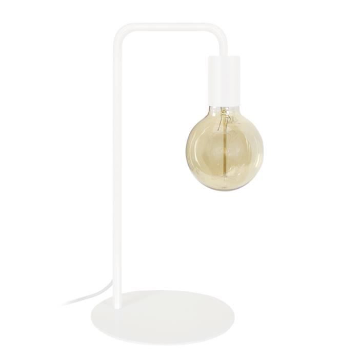 NORWICH Lampe à poser en acier - L22 x P18 x H45 cm - Blanc - Ampoule LED 4W E27 comprise