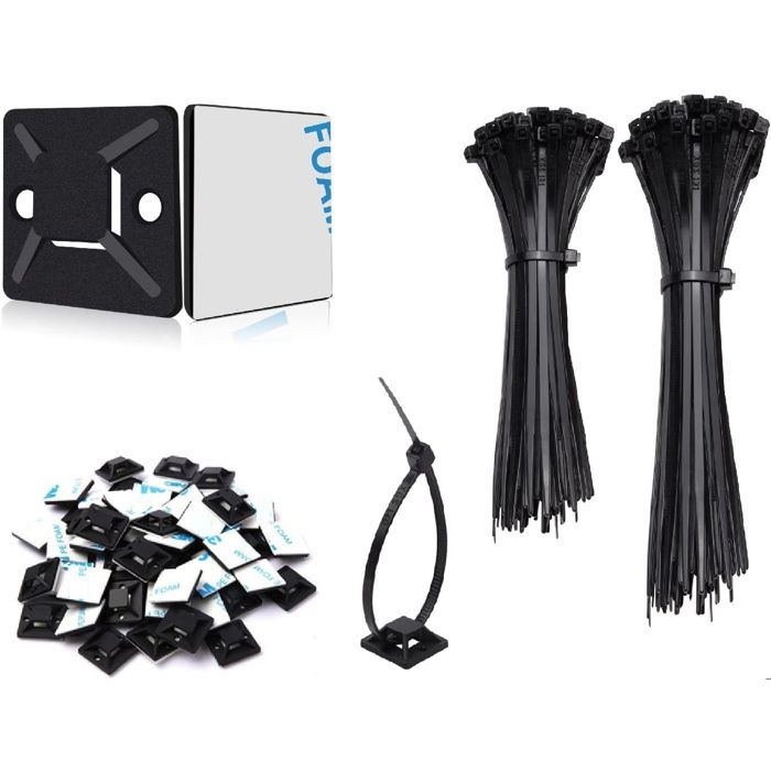 Lot De 25 Supports Pour Câble Auto-adhésifs Noirs - Organisez Vos Câbles Facilement !