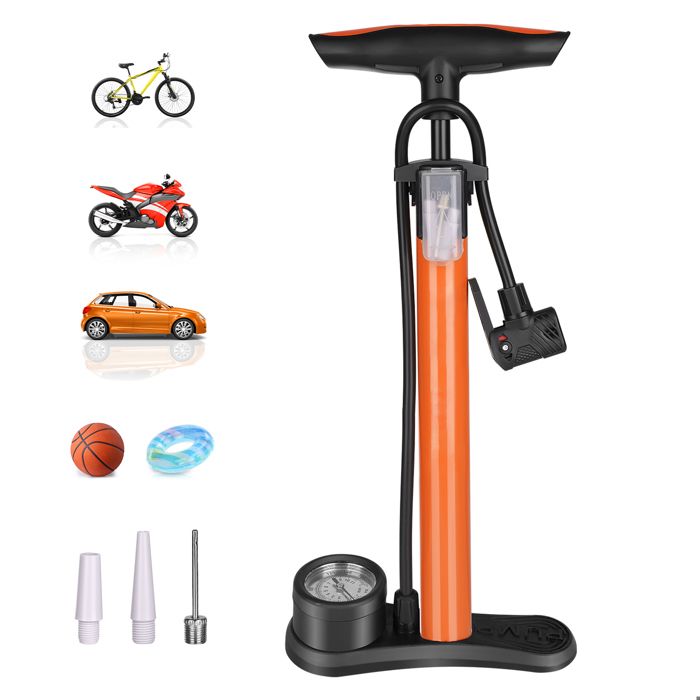 TTLIFE Pompe à Vélo avec Manometre, 160 PSI Pompe a Velo, Pompes de Sol Vélo avec Valve Presta et Schrader pour Pneus de Vélo