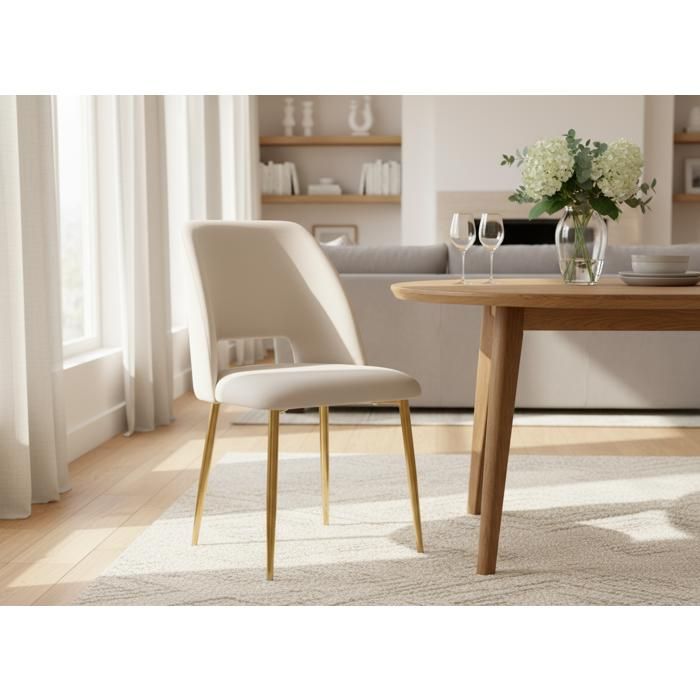 Lot de 4 chaises ava gold en velours beige