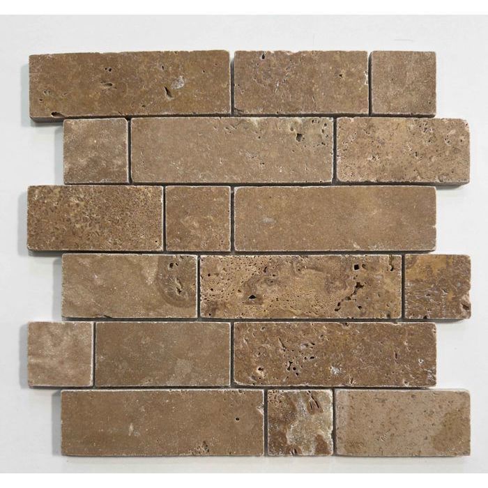 Mosaique De Travertin Mosaique De Pierre Naturelle Brun Clair Noyer Noce Antique 43 44023