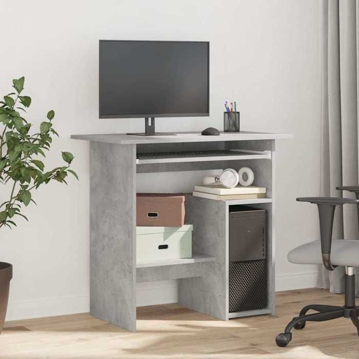 Bureau Informatique - CLOUD - Gris béton - 80x45x74 cm - Bois d’ingénierie LL06598