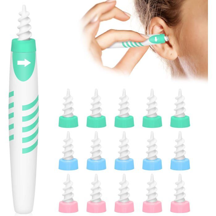 Kit De Nettoyage D'oreilles Réutilisable - 2 Cure-oreilles + 32 Embouts Lavables