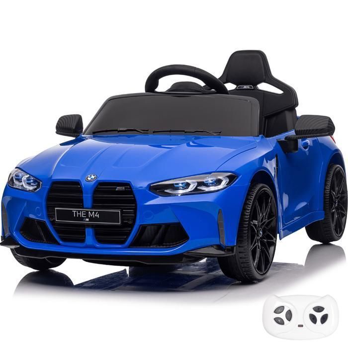 BMW M4 Competition Voiture Électrique 12V - Bleu - 1 à 5 ans - Licence Officielle - Batterie Lithium - Siège Cuir