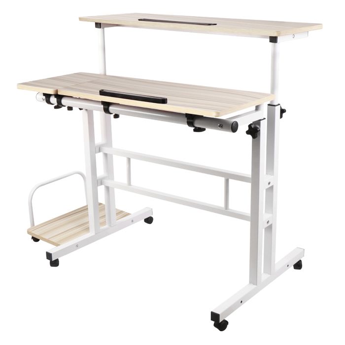 MIPAN MEUBLE MULTIMEDIA Bureau dordinateur avec unité centrale indépendante 102*60*67-115cm Couleur érable blanc