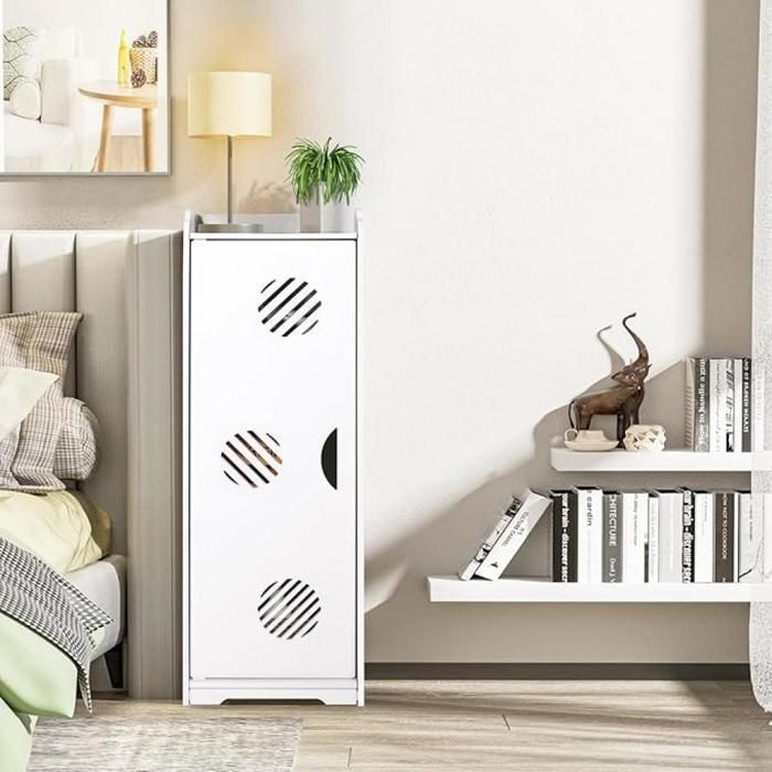 YIPEEMA. Armoire de foyer multifonctionnelle armoire de salle de bain avec porte 3 compartiments blanc 24*20*75cm.