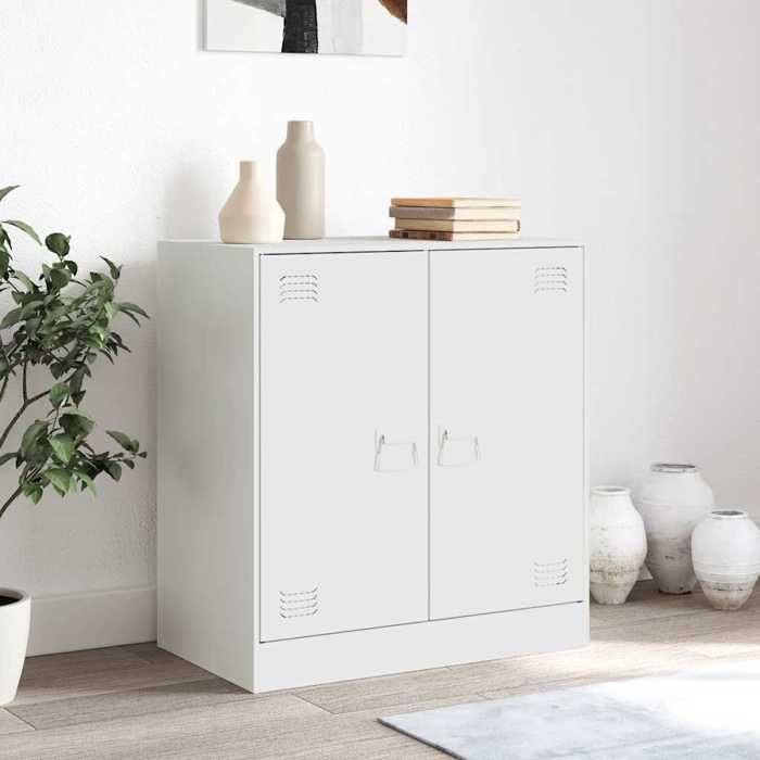 (SOLDE dété) Placard/Buffet bas - Décor salon - blanc 67 x 39 x 73 cm acier *aspect pratique1658533