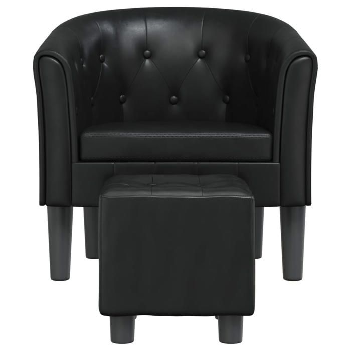 CLARENCE® Fauteuil cabriolet/Chaise de salon - Pour TV - avec repose-pied - noir similicuir LV5449
