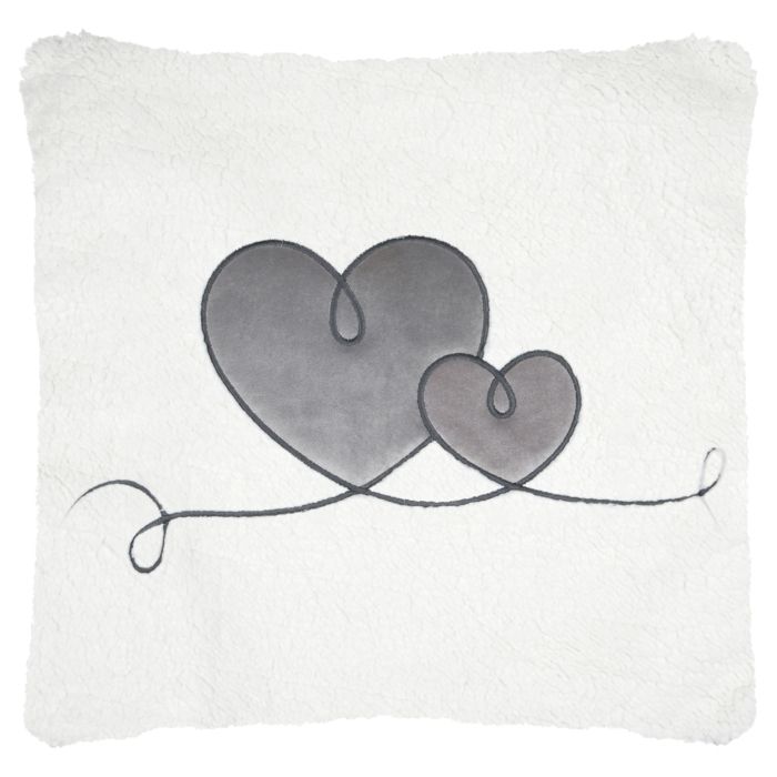 Coussin décoratif à motif cœur Taupe 45x45 cm Coussin décoratif à motif cœur Taupe 45x45 cm