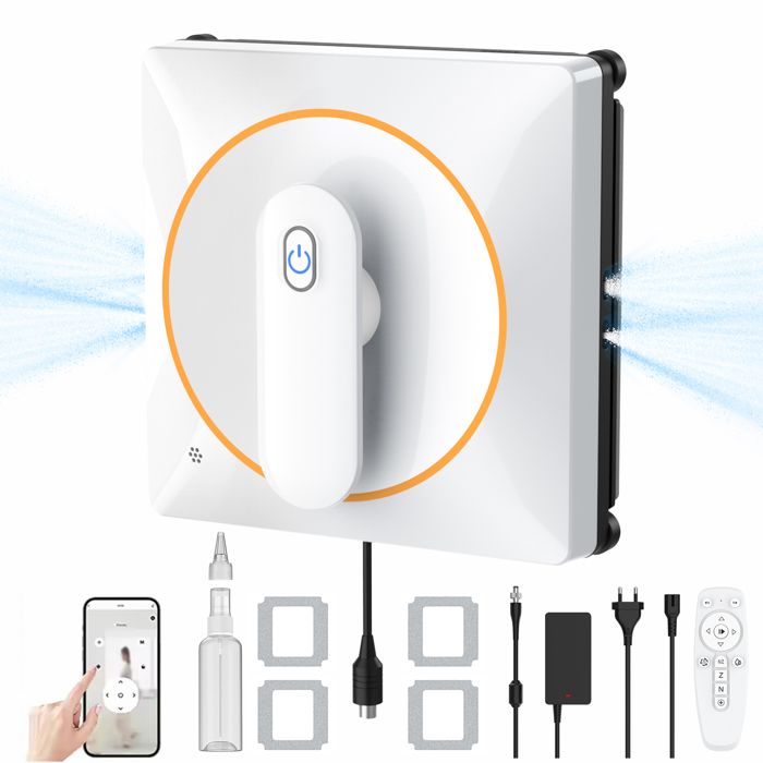 Robot nettoyeur de vitres pulvérisation deau 4 trous aspiration sous vide capteur laser robot nettoyeur de vitres contrôle - Pimpimsky