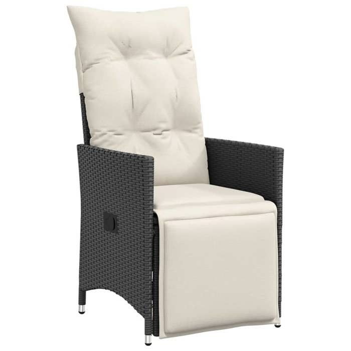 CHIC Chaise inclinable de jardin avec coussins noir résine tressée - 56x59x92 cm 351390 S11