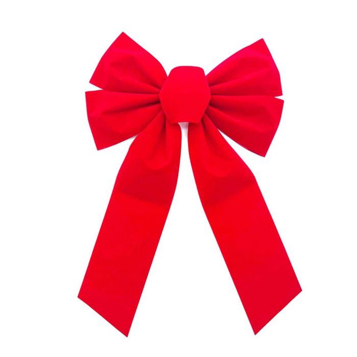 4 Nœuds De Noël En Velours Rouge - 90x45cm - Décoration Porte, Cheminée, Arbre De Noël - Festif Et Réutilisable - 3