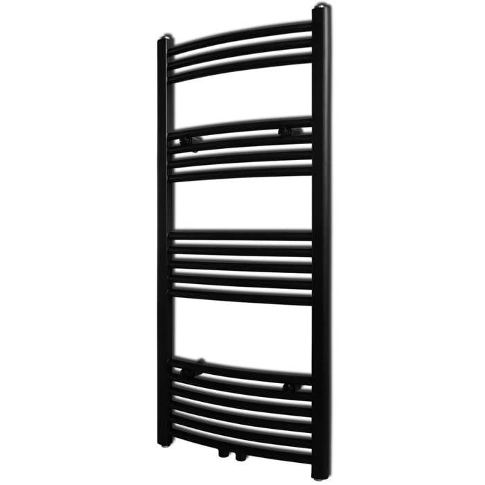 Sèche-serviettes eau chaude à rails incurvés - VIDAXL - 500x1160 mm - Noir - 18 barres transversales - Acier - 443 W