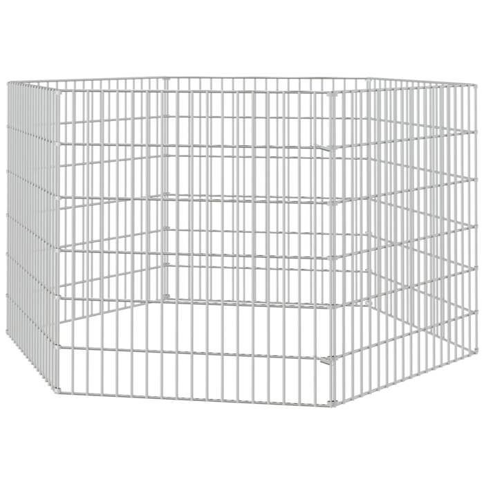 Enclos pour animaux en liberté - WIENS - 6 panneaux - 54x60 cm - Fer galvanisé - Argenté - Robuste et durable