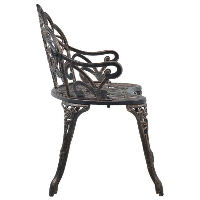 Banc de jardin en aluminium - WIENS - 100 cm - Bronze - Aluminium coulé - Pieds en fonte - Pour 2 personnes