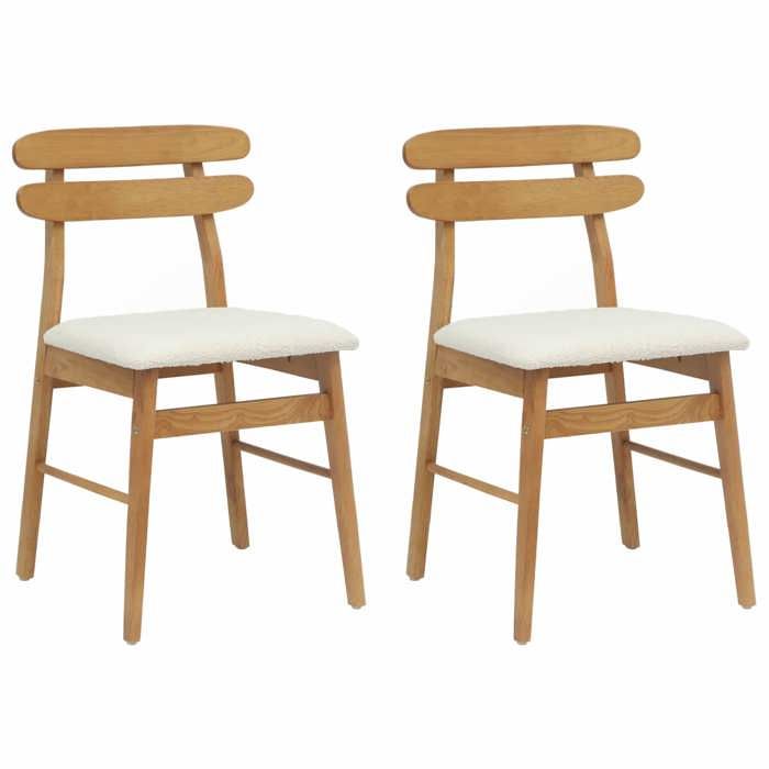 Les Soldes Chaise de salle à manger (2 pcs) - CLOUD - Chaises à dossier haut - Naturel et clair J356