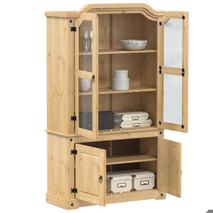 NEW 2026 Vitrine en verre Classique Armoire Corona 1035x42x180 cm bois de pin massif L4227