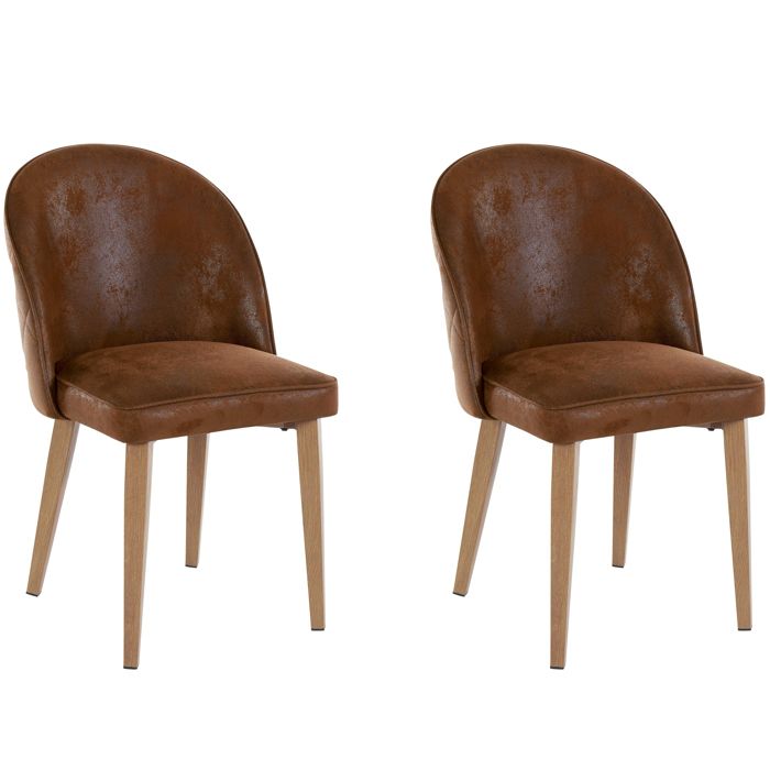 Paola-chaise De Salle à Manger 2 Pack En Microfibre Marron Paola-chaise De Salle à Manger 2 Pack En Microfibre Marron