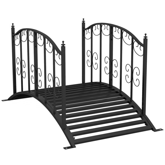 Pont de Jardin - Outsunny - avec Garde-corps latéraux - Charge Maximale 120 KG - décoration - acier - 119 x 67 x 70 cm - noir