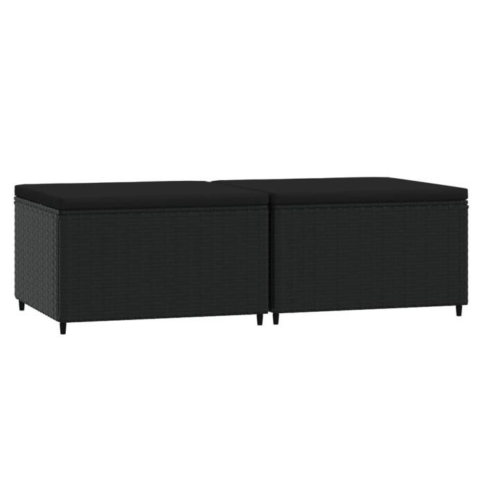 STAR SALE® Repose-pieds de jardin + coussins (2 pcs) - Sièges de jardin - noir résine tressée 55x55x31 cm T1438