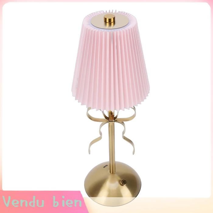 Garosa Lampe de table à arc Bow Table Lamp Cute Decorative Rechargeable LED Fabric Shade Desk Lamp For Home linge poser Rose