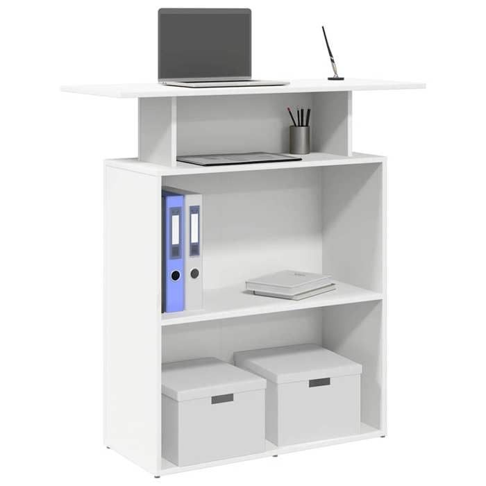 Blanc Bureau de réception Blanc 100x40x104 cm Bois dingénierie - Table de travail H11677