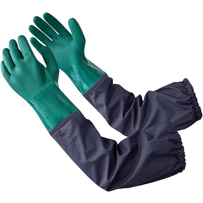 1 Paire Gants de Ménage en Caoutchouc 64 CM Gants de Bassin Etanches Manches Longues Gants de Travail Protection Chimique L