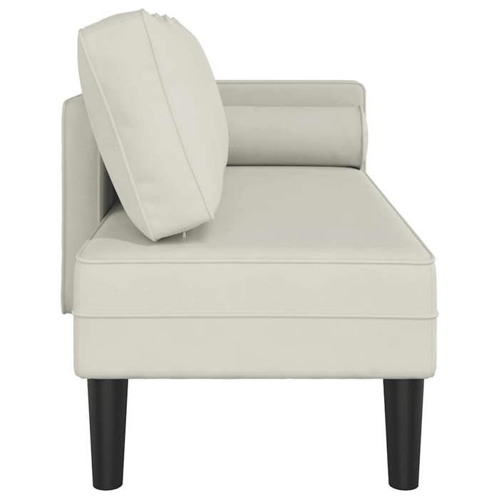 Fauteuil Relax - Crème - Fauteuil long - 1 Place - avec coussin -s crème velours 116.5x62x57.5 cm F1267
