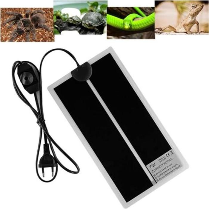 Coussin chauffant pour reptiles 7W Réglable 0-35°C Dimensions 28x15cm Compatible tortues serpents lézards amphibiens