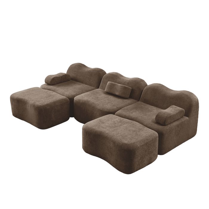 Canapé compressé dangle modulaire -canapé-lit convertible en forme de U 3 places - coussin de siège profond salon Braun