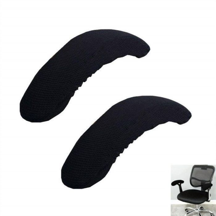 Siège de bureau avec manches en tissu élastique jacquard fermeture éclair 2 pièces lavables à leau noir HOUSSE DE CHAISE