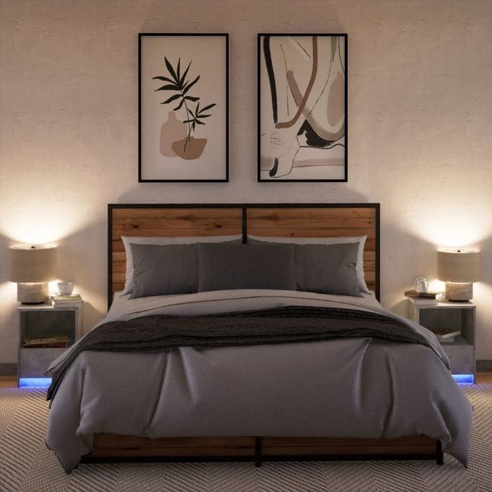 Tables de lit Moderne CHIC Armoires de chevet - Pour chambre - et lumières LED - 2 pcs gris béton CC1663 Tables de lit Moderne CHIC Armoires de chevet - Pour chambre - et lumières LED - 2 pcs gris béton CC1663
