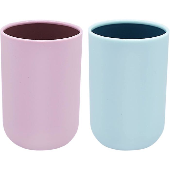 Gobelet de salle de bain pour brosse à dents  - Lot de 2 - Toothbrush Cup - Plastique PP + TPP - Incassable