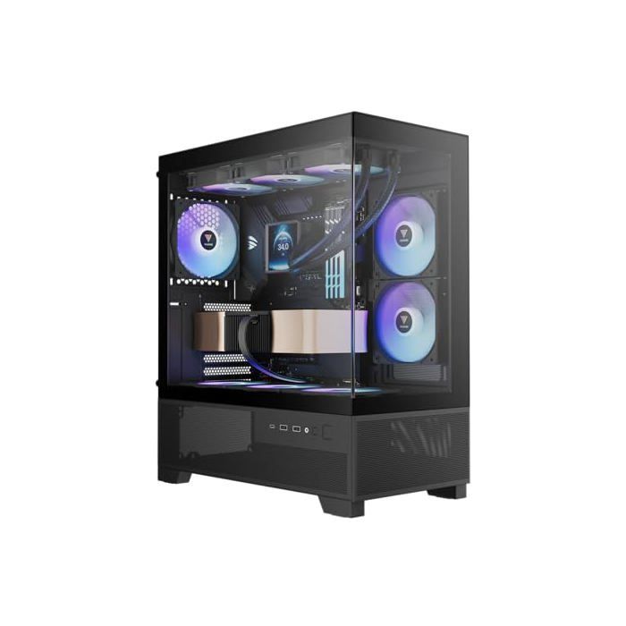 Aura GC12 Game Case avec 6 Ventilateurs ATX Micro ATX Verre Trempé ARGB Ventilateurs Inclus