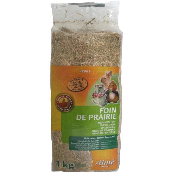 AIME Foin compressé - Pour lapins et rongeurs et petits animaux - Sac 1 kg