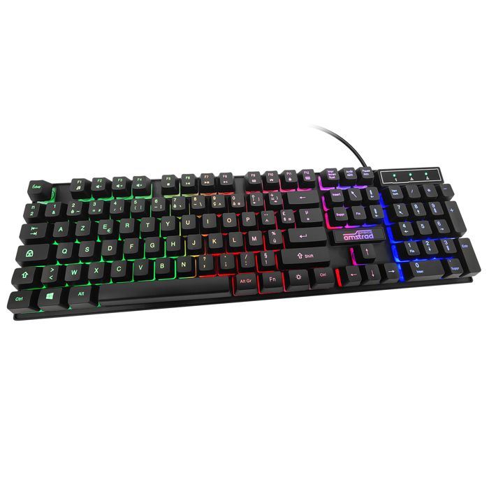 Clavier Gamer – AMSTRAD – AMS KEY008 – Rétro-éclairage RGB – 12 raccourcis multimédia – AZERTY