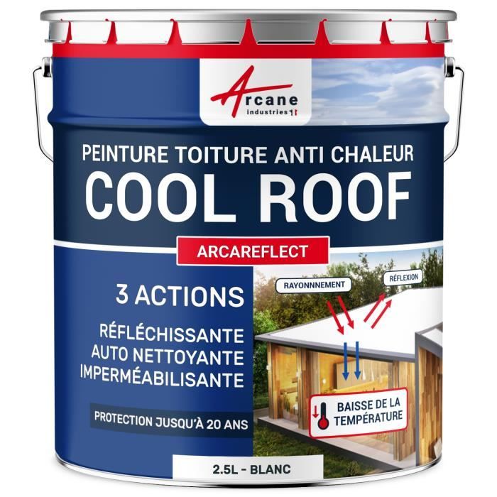 Cool Roof - Peinture toiture réfléchissante, anti uv, imperméalisante, auto nettoyante : Arcareflect - 2.5 L - Blanc 2,5 L